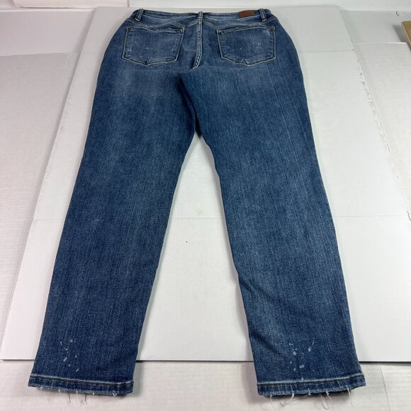 Judy Blue Jeans Womens 32x28* Boyfriend Mid Rise Blue Faded Stretch Denim Tag 30 - Picture 9 of 16